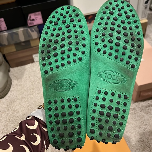 Tod’s Kelly green suede leather moccasins loafers flats shoes 38 - Picture 5 of 6